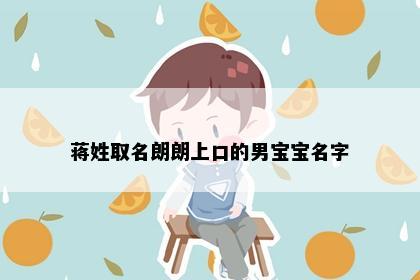 蒋姓取名朗朗上口的男宝宝名字