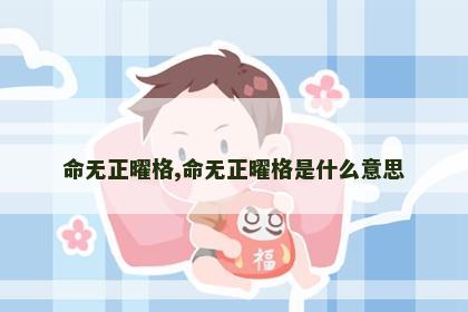 命无正曜格,命无正曜格是什么意思